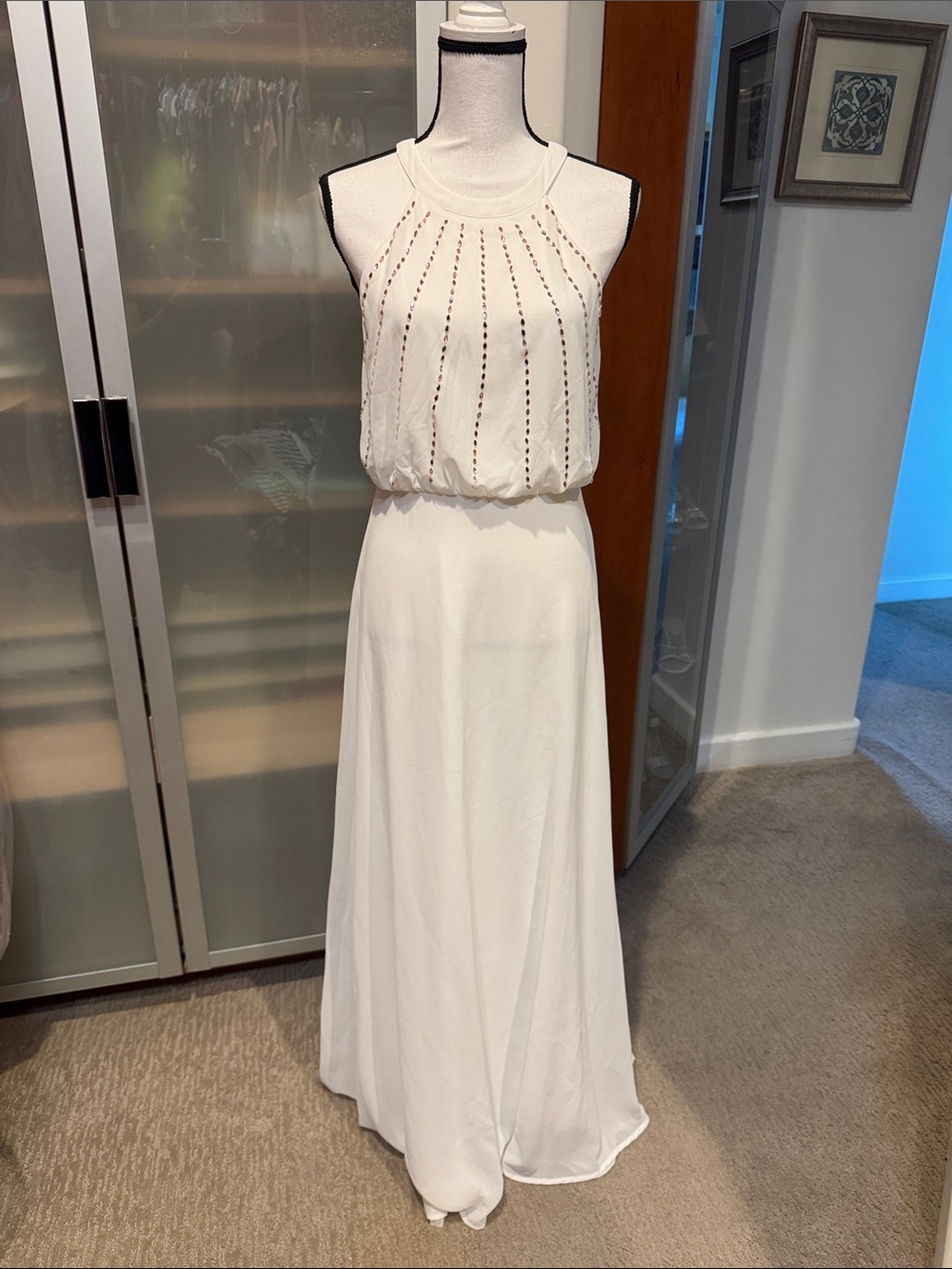 Lulu's Ivory Halter Maxi Dress with Cutout Accents